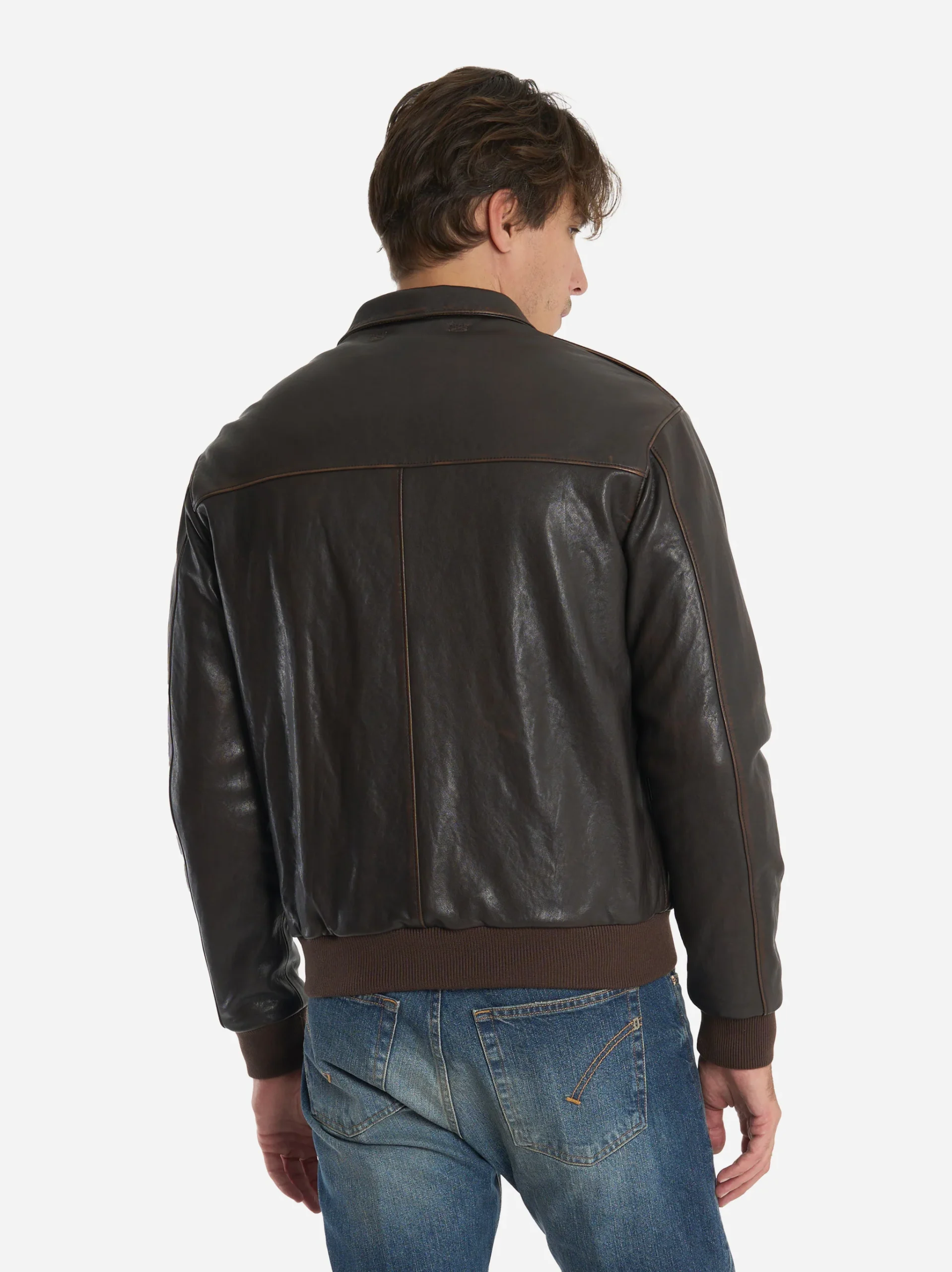 Giacca in pelle con effetti vintage A2 Marrone - immagine 5