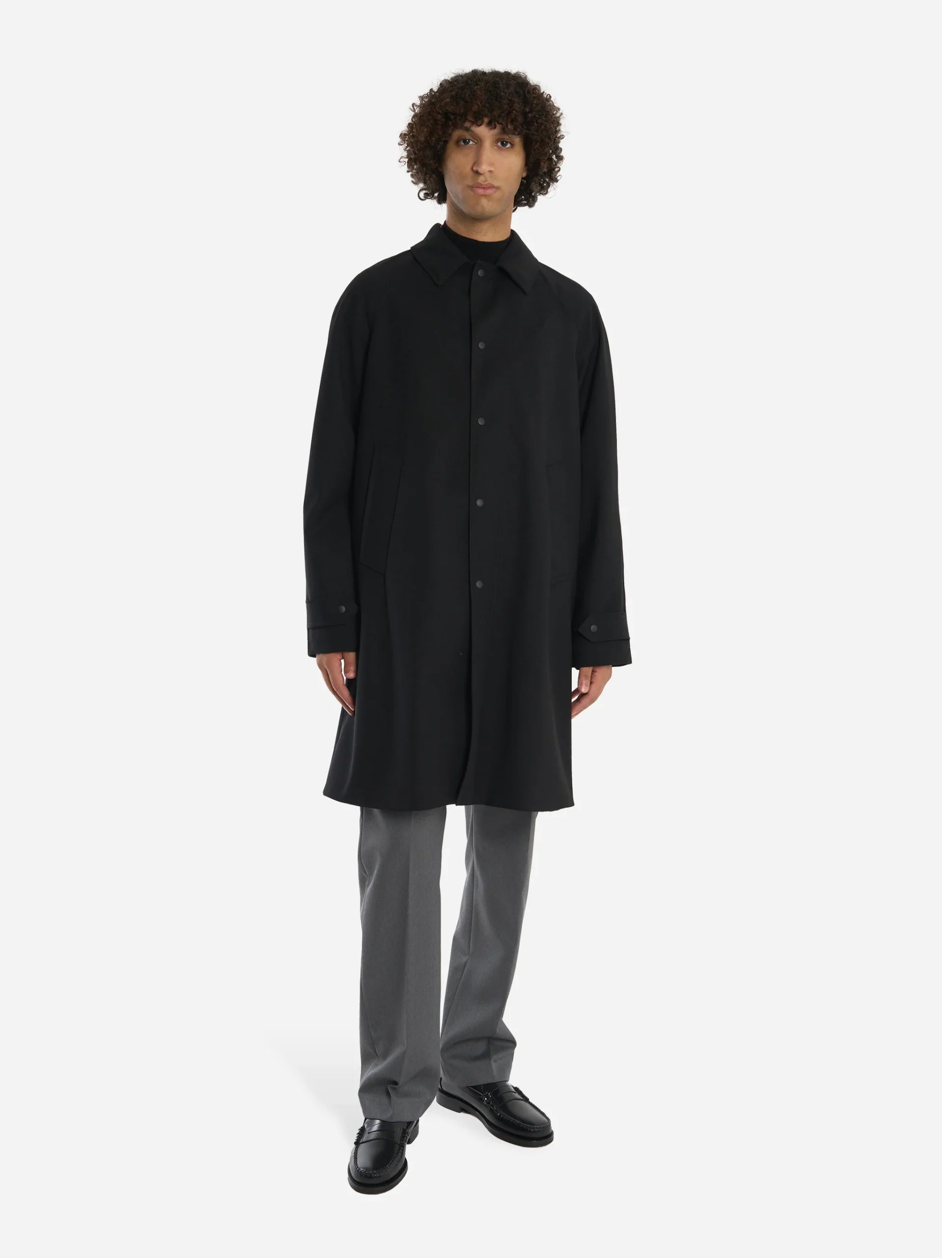 Cappotto monopetto Vinorosso in drill di lana Nero - immagine 4