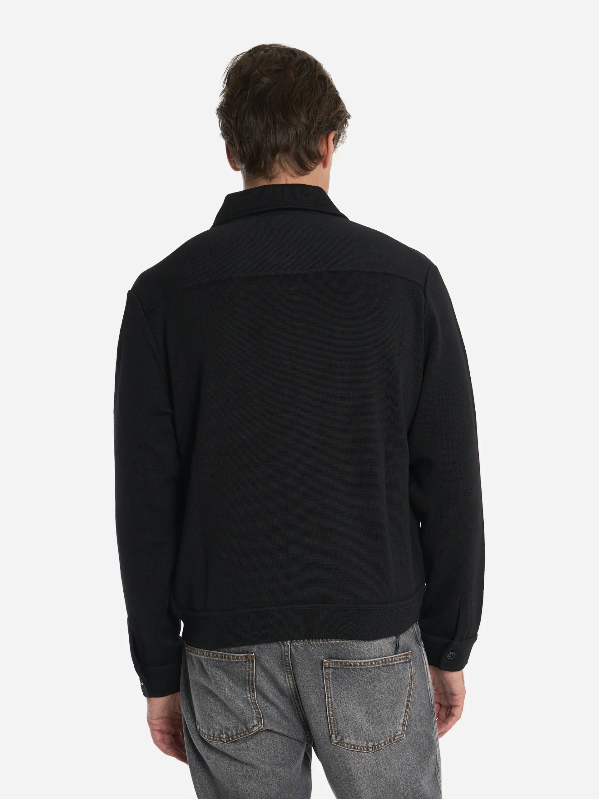 Bomber con colletto in maglia nera - immagine 5