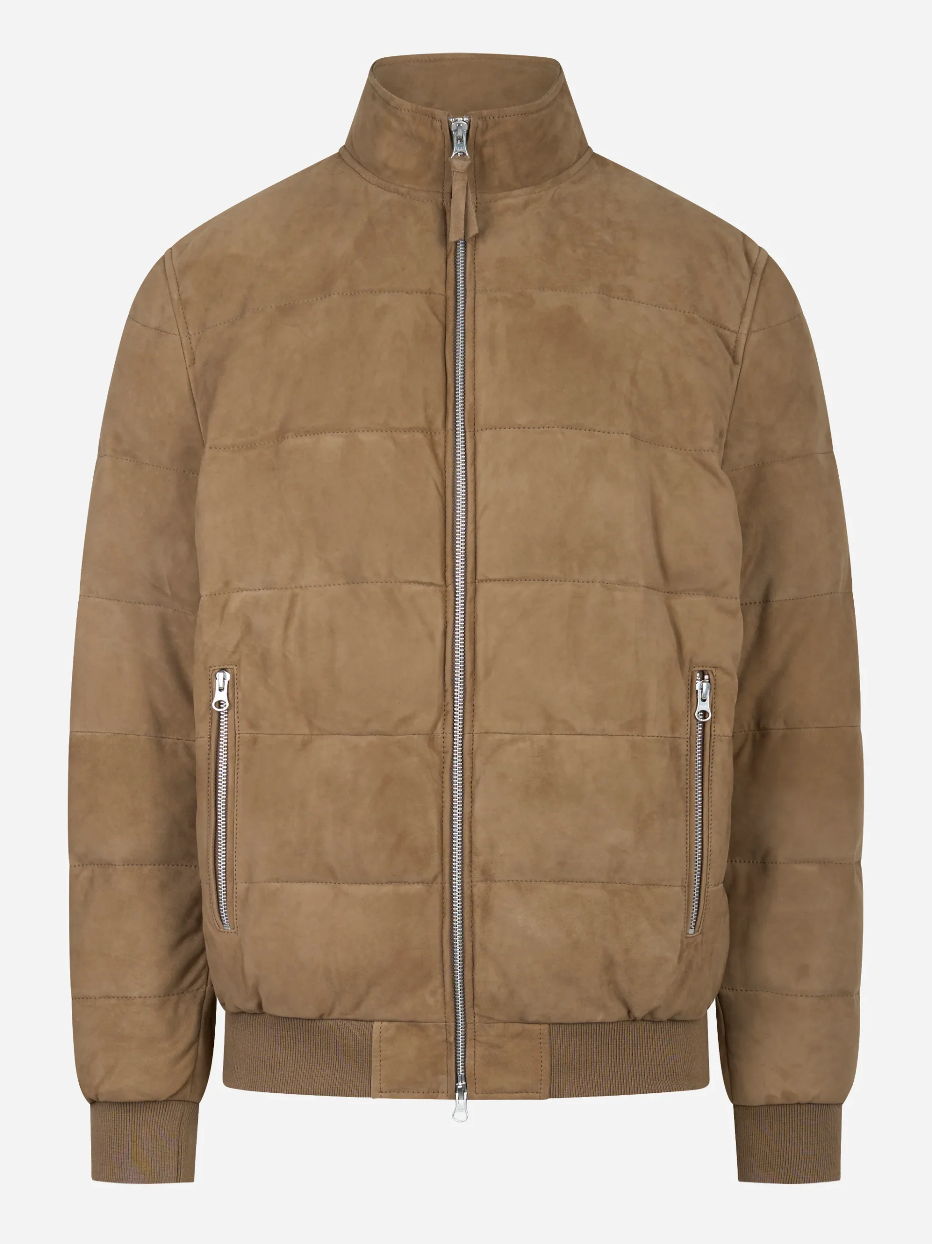 Bomber trapuntato in suede beige