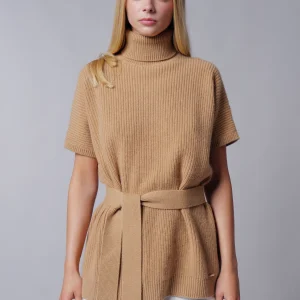 Gilet dolcevita in maglia perlata