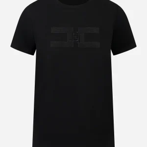 T-shirt in jersey di cotone Nera