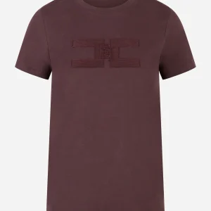 T-shirt in jersey di cotone Bordeaux