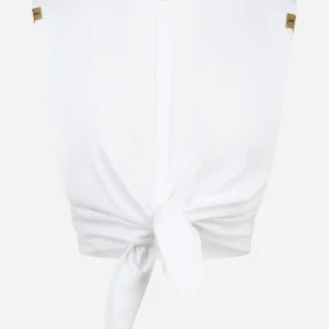 T-shirt bianca in jersey con nodo