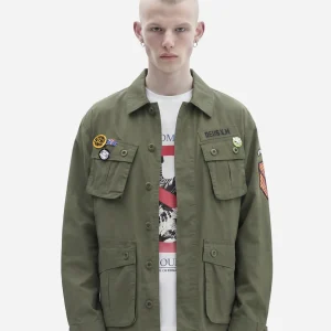 Giacca Overshirt Power con ricami verde