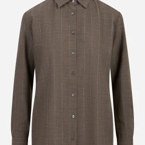 Camicia in fresco lana stretch con motivo gessato