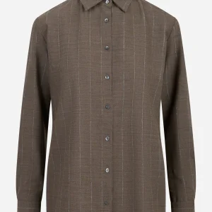 Camicia in fresco lana stretch con motivo gessato