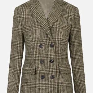 Blazer doppiopetto verde con motivo check