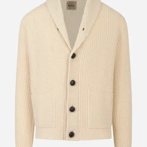 Cardigan Renegade beige con collo sciallato