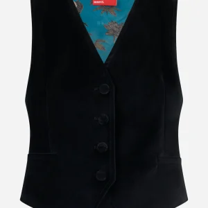 Gilet in velluto liscio nero