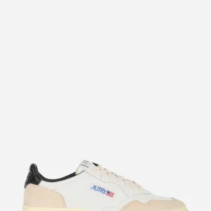 Sneakers Medalist Low in pelle bianca con lettering e talloncino Nero