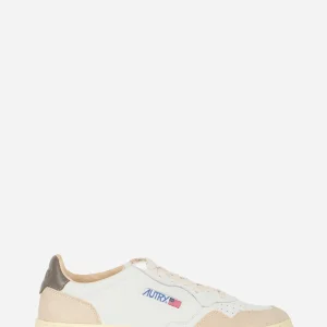 Sneakers Medalist Low in pelle bianca e e talloncino Marrone