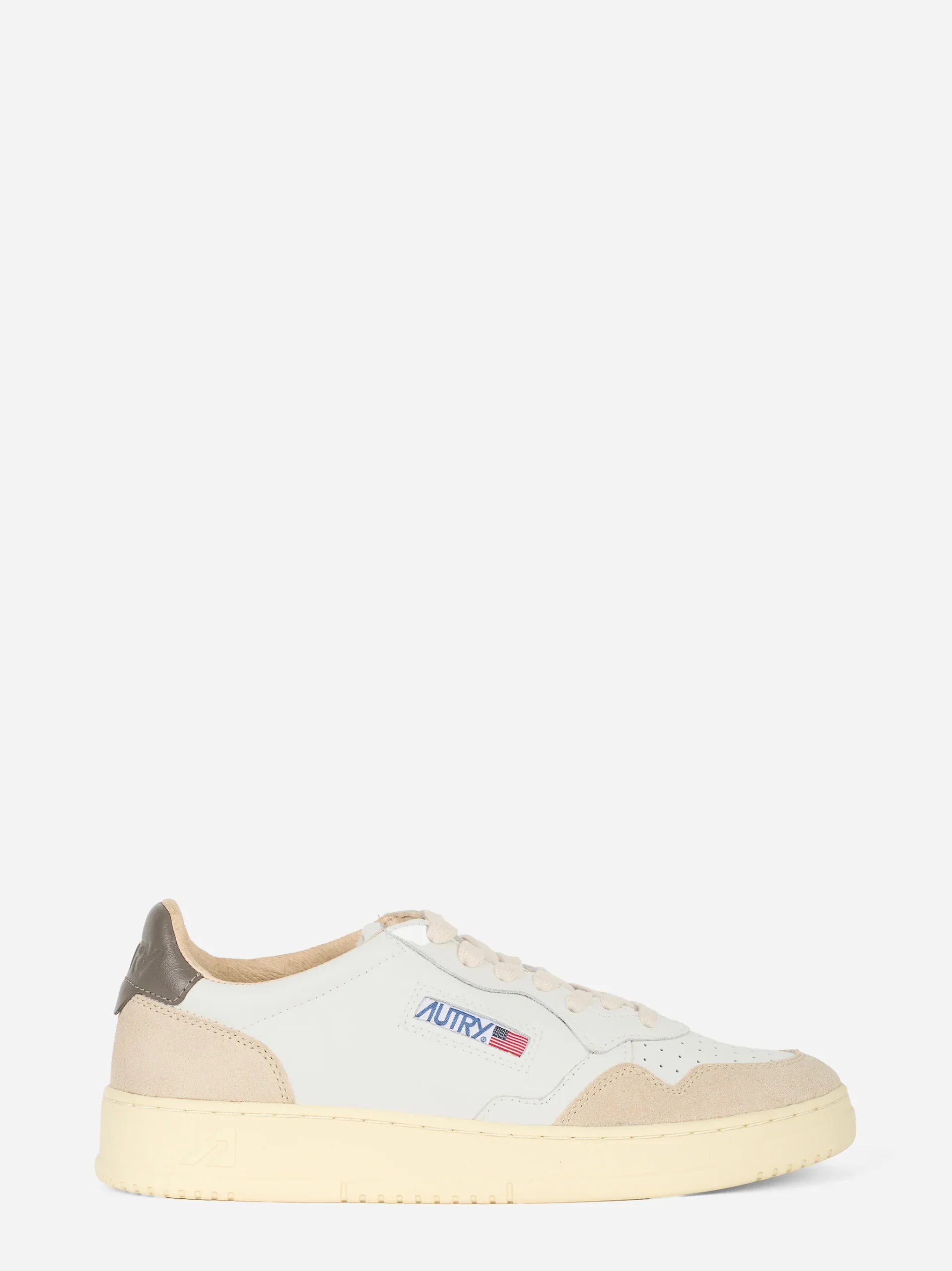 Sneakers Medalist Low in pelle bianca e e talloncino Marrone - immagine 2