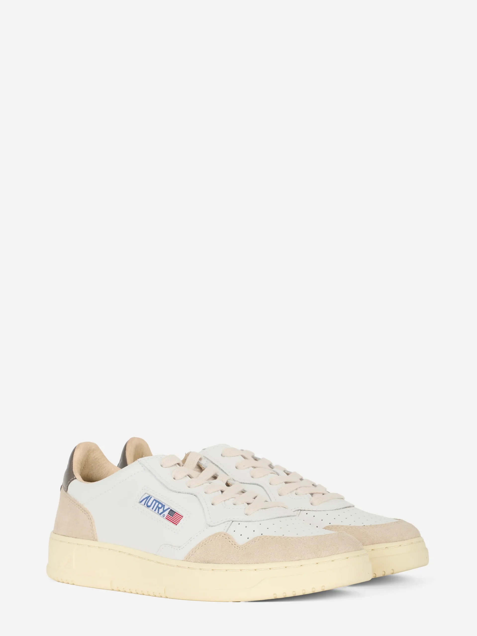 Sneakers Medalist Low in pelle bianca e e talloncino Marrone - immagine 3