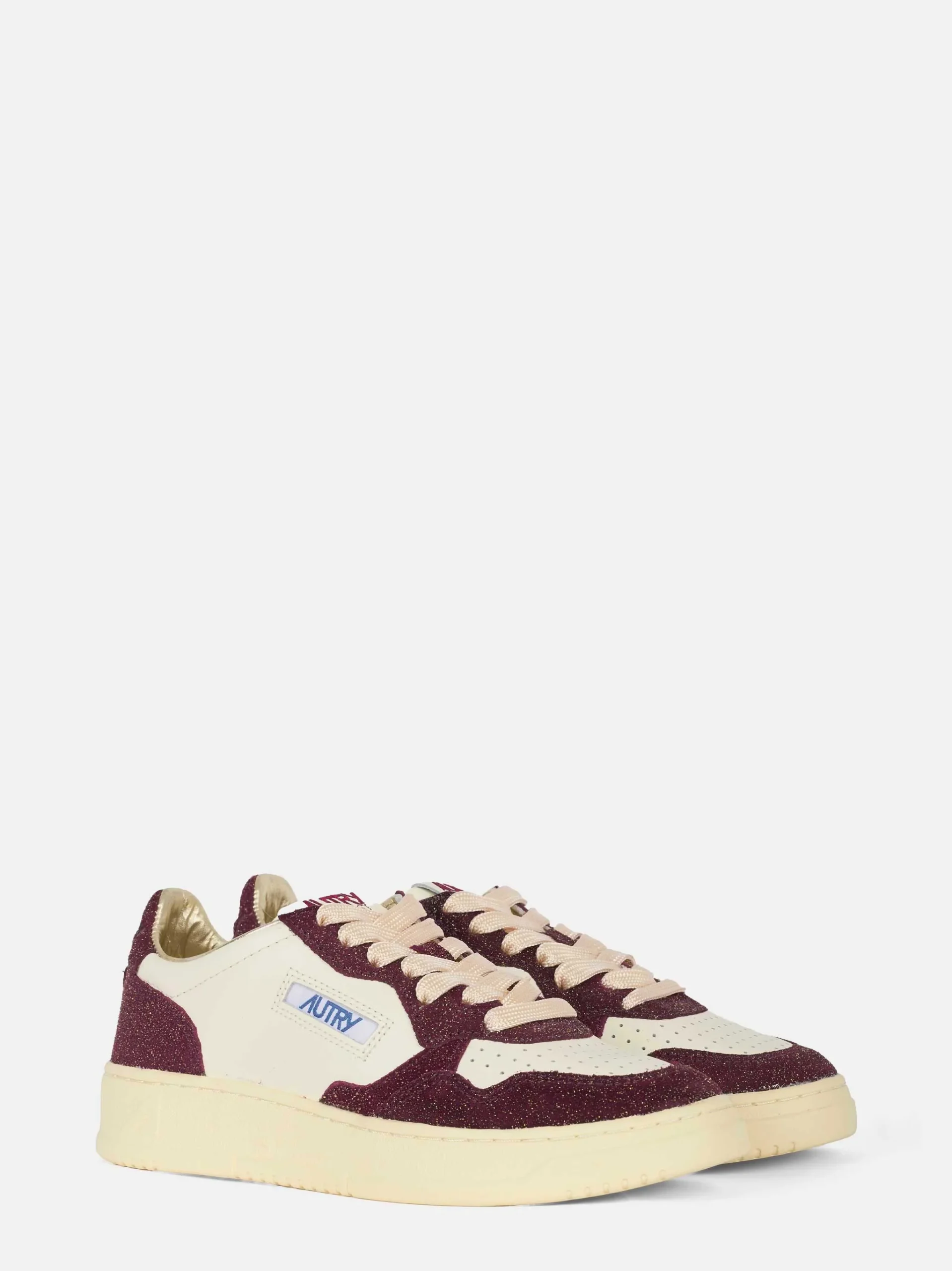 Sneakers medalist low in pelle bianca e glitter Bordeaux - immagine 3