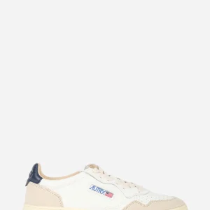 SNEAKERS MEDALIST LOW IN PELLE BIANCA E BLU E SUEDE BEIGE