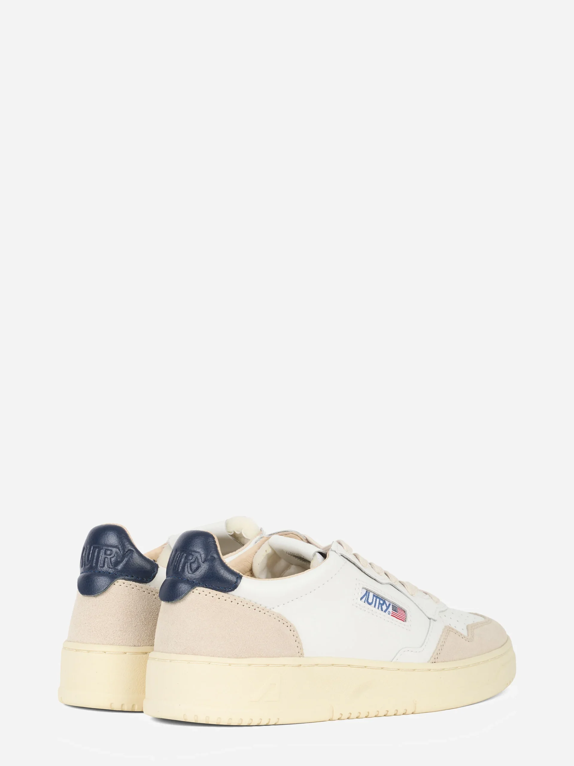 SNEAKERS MEDALIST LOW IN PELLE BIANCA E BLU E SUEDE BEIGE - immagine 4