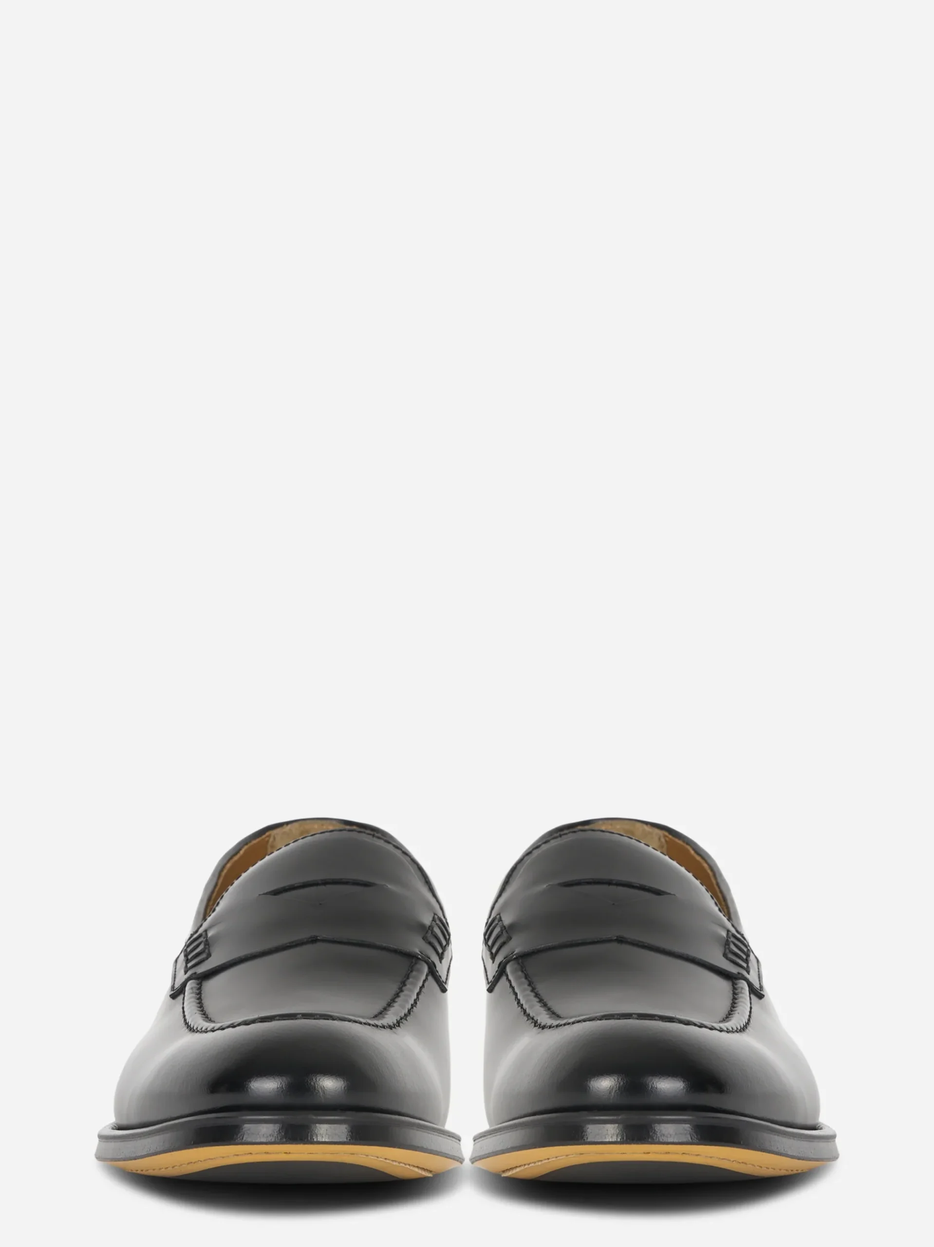 Mocassino in pelle nero con fondo cuoio - immagine 3