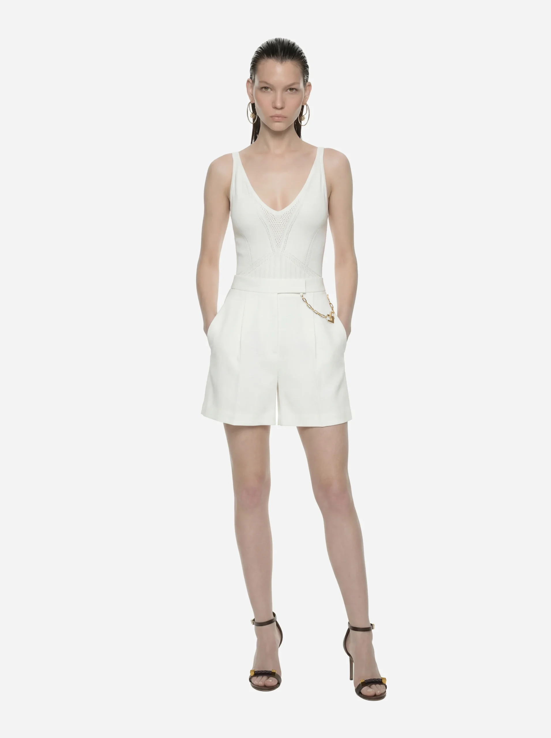 Body bianco in maglia traforata - immagine 6