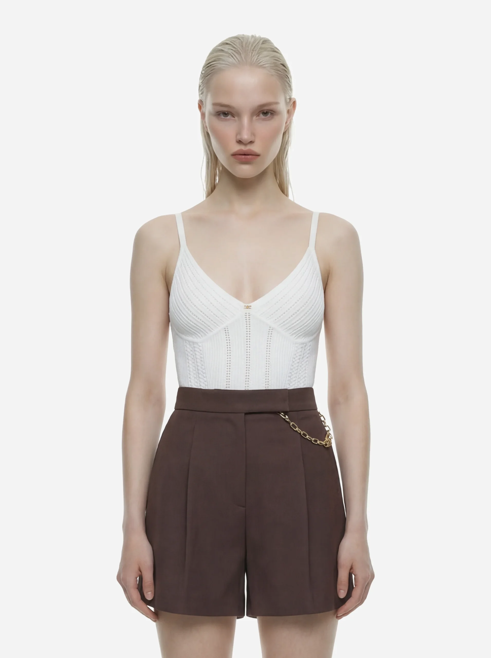 Body bianco in maglia à jour - immagine 3