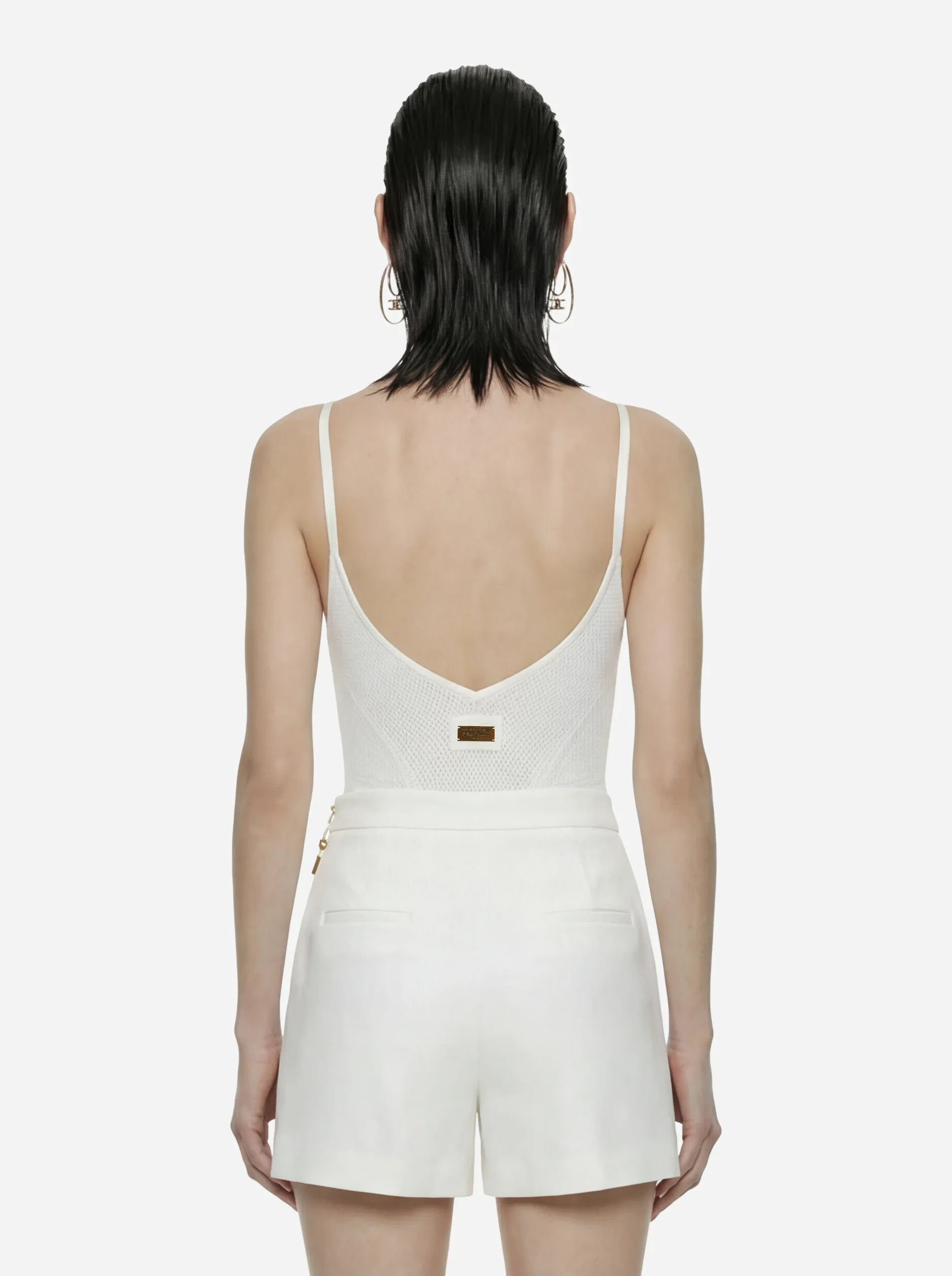 Body bianco in maglia traforata - immagine 5