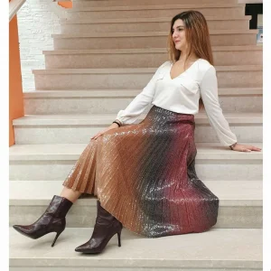 Gonna plissè pailettes degradè