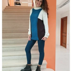 Maglione treccia ottanio