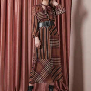 Abito lungo quadri CURVY