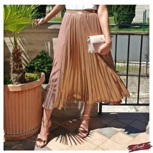 Gonna plissè rosa/gold