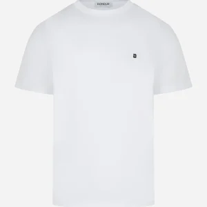 T-shirt slim con logo applicato Bianca