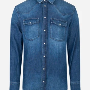 Camicia western in denim Blu