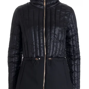 Giacca imbottita regular con inserto in tessuto a contrasto nera
