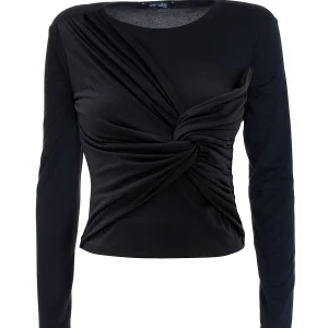 T-shirt aderente in jersey di viscosa nera