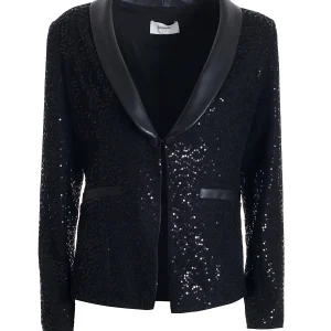 Blazer aderente con paillettes luminose nero