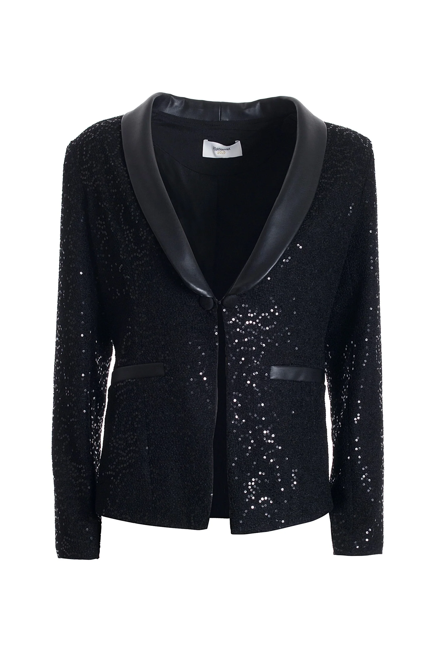 Blazer aderente con paillettes luminose nero - immagine 2