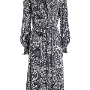 Abito chemisier regular midi in fantasia animalier bicolore