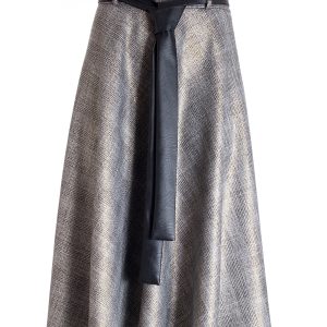 Gonna a ruota ampia midi in tessuto Principe di Galles