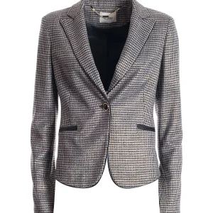 Blazer regular monopetto in tweed con lurex grigio