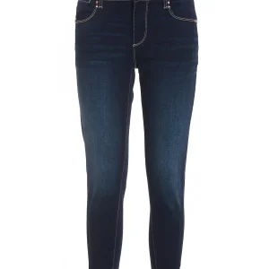 Jeans skinny cropped in denim con lavaggio scuro