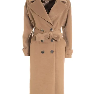 Cappotto regular doppio petto cammello in panno