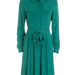 Abito chemisier regular verde in viscosa fluida