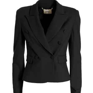 Blazer regular doppio petto nero in tessuto tecnico
