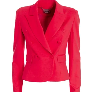 Blazer regular doppio petto ciliegia in tessuto tecnico