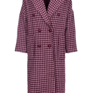 Cappotto over lungo rosa polvere in pied de poule