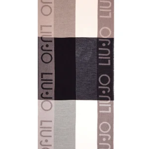 Stola jacquard nero con logo