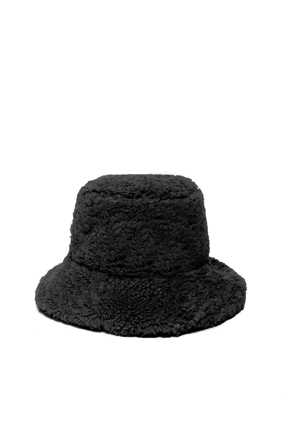 Cappello nero in teddy con logo - immagine 3
