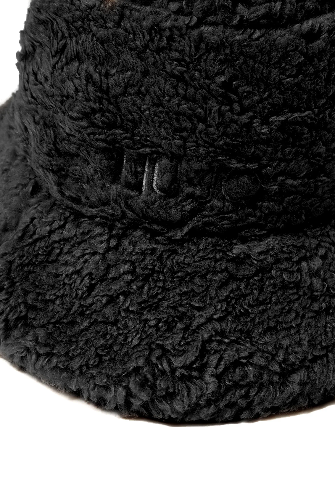 Cappello nero in teddy con logo - immagine 4