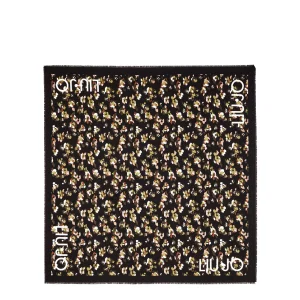 Foulard floreale corallo con logo