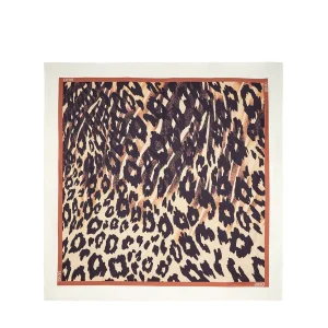 Foulard cappuccino animalier con logo