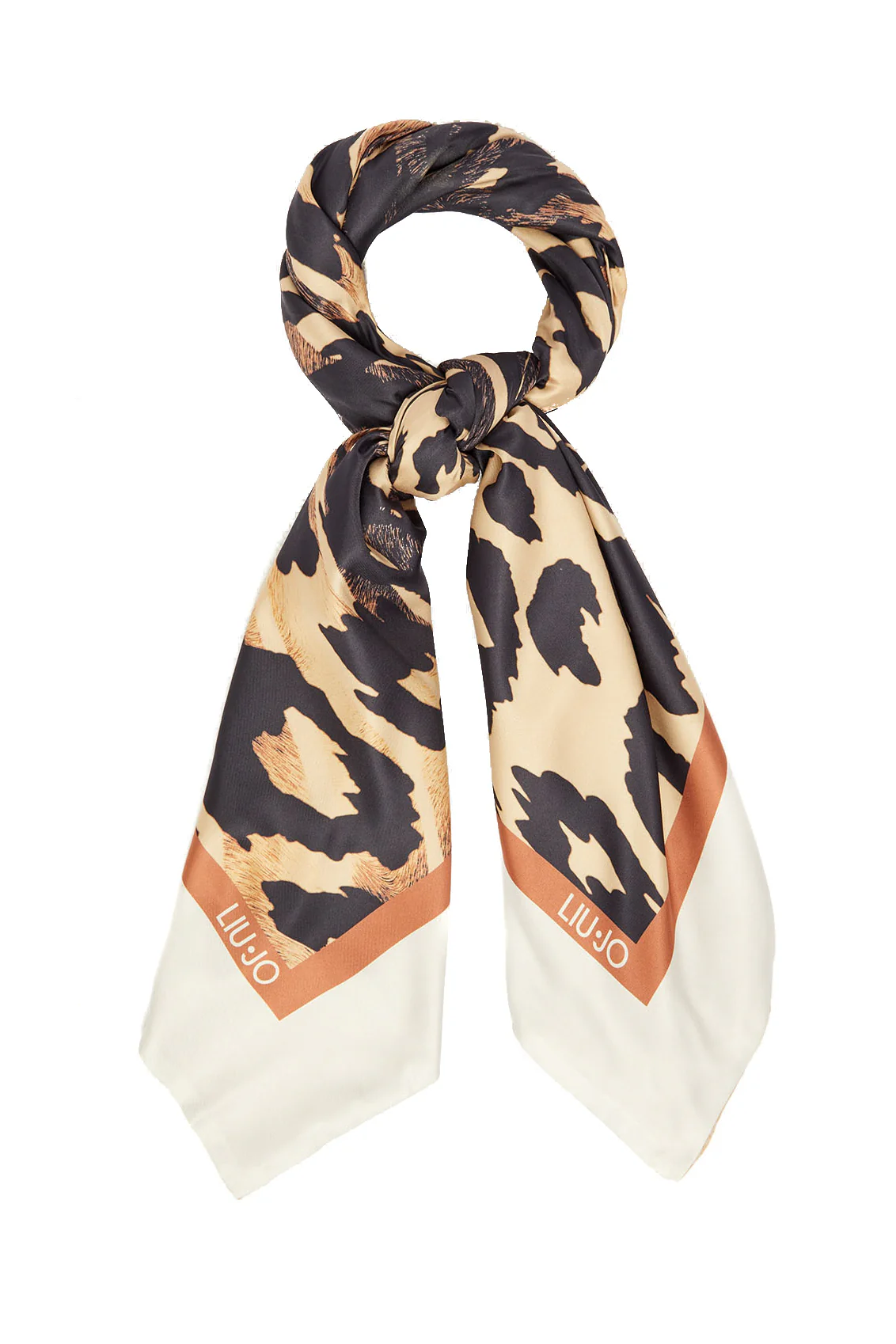 Foulard cappuccino animalier con logo - immagine 3